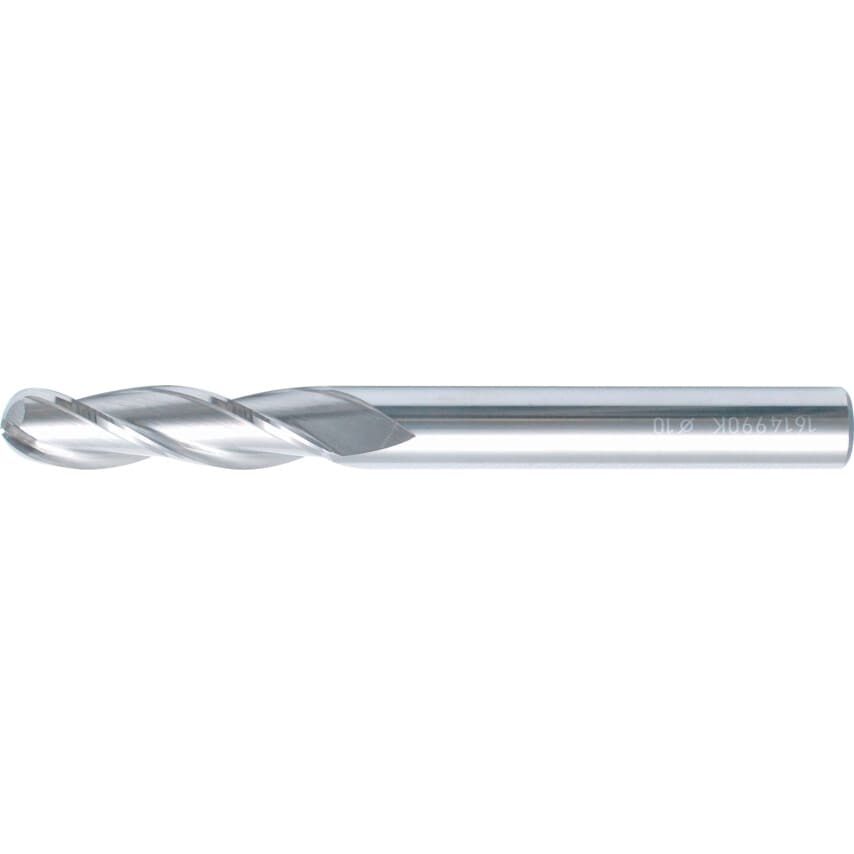 10.00MM Carbide 3 Flute Plain Shank Long Series Ball Nosed End Mills