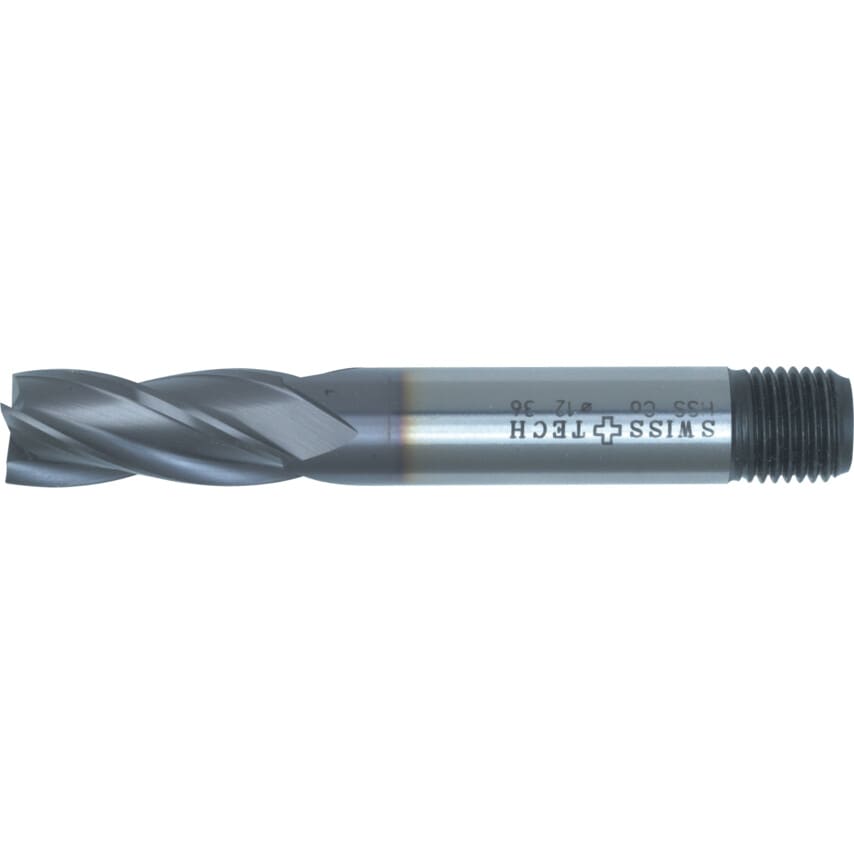 10.00MM HSS-Co 8% Threaded Shank Multi Flute End Mills - TiCN Coated
