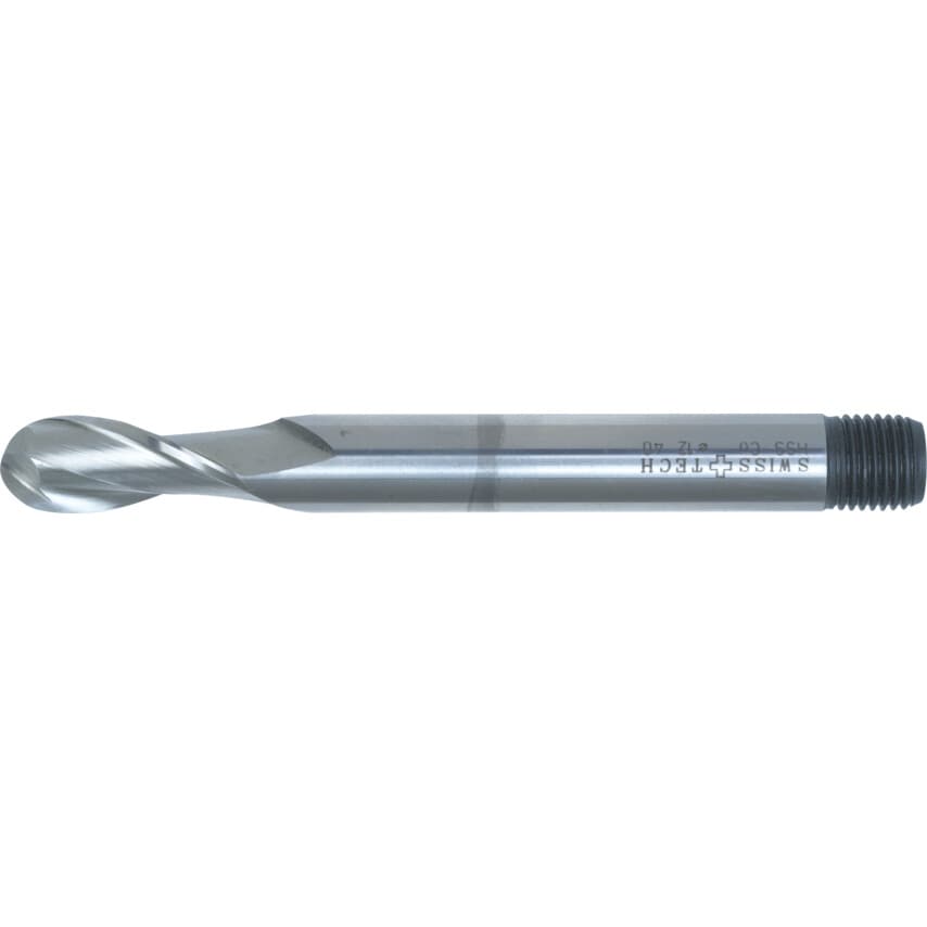 10.00MM Series 40 HSS-Co 2 Flute Threaded Shank Long Series Ball Nosed Slot Drills - Uncoated