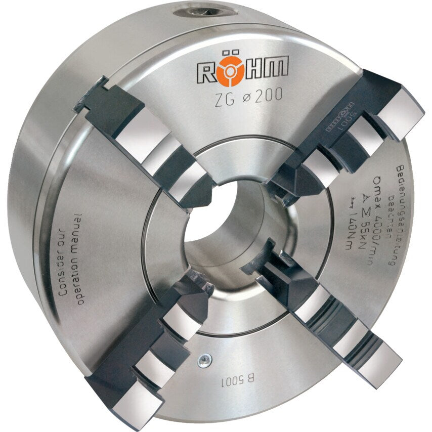 100465 200mm 4-Jaw Cast Iron ZG Chuck Rear Mount