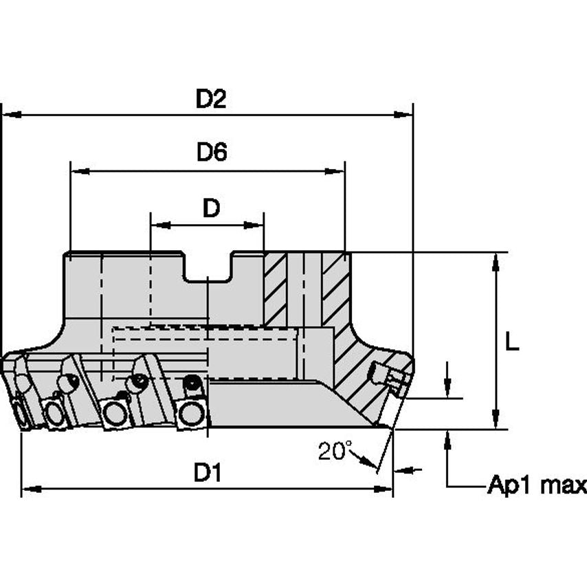 100B08RP70SP12C2WUFP Fix-Perfect 20 Shell Mill D=4"