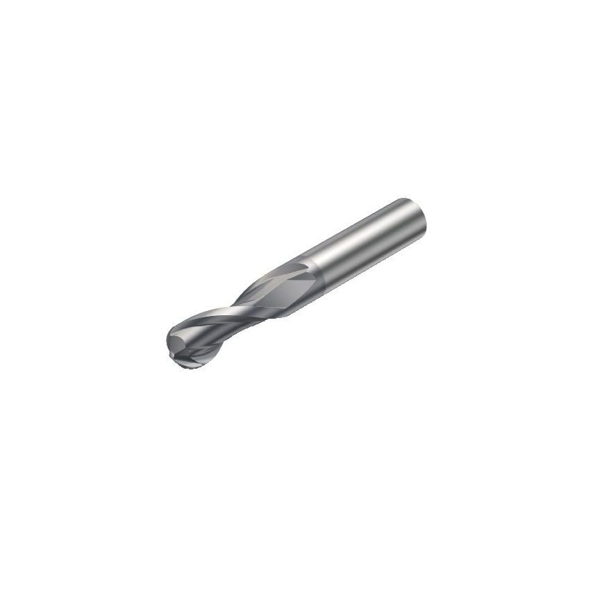 1.00MM CoroMill Plura Solid Carbide 2 Flute Ball Nose End Mill for Profiling 2B230-0100-NA Grade N20C