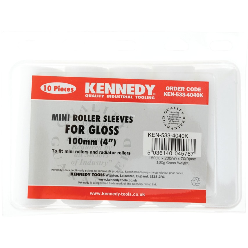 100mm Mini Roller Sleeve Foam Pile for Gloss Paint, Pack of 10