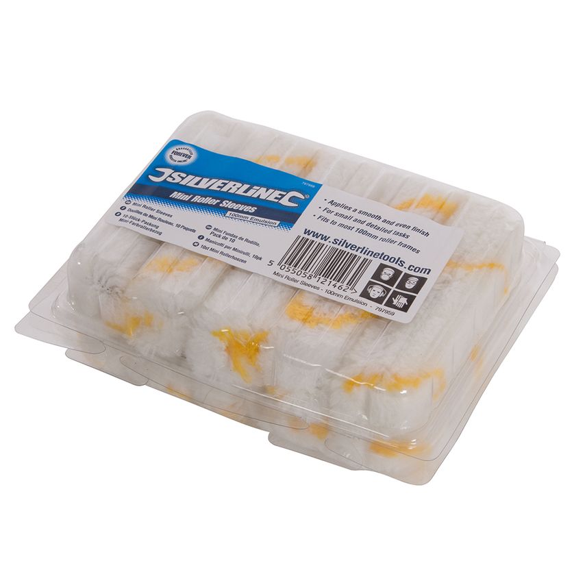 100mm Mini Roller Sleeves 10pk Emulsion