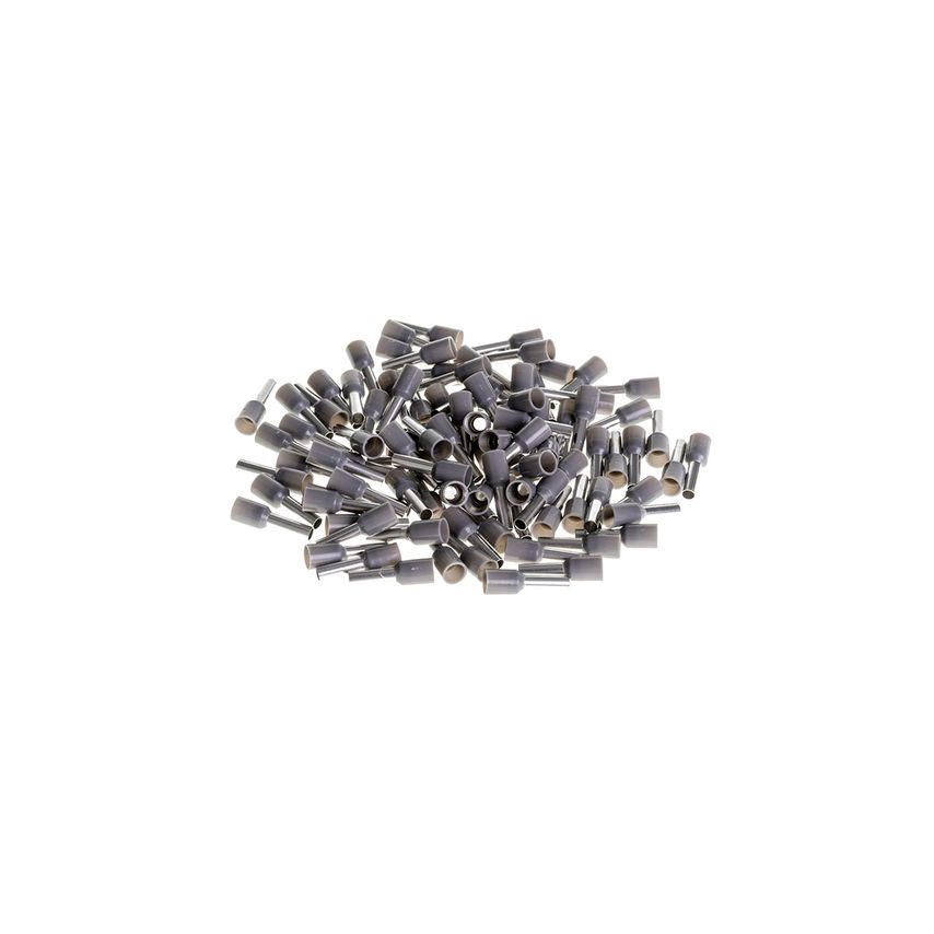 100pc Insulated Crimp Bootlace Ferrule Set Grey Awg 4.0mm Wire Pin 10mm x 3.2mm