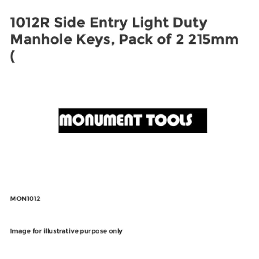 1012R Side Entry Light Duty Manhole Keys, Pack of 2 215mm (