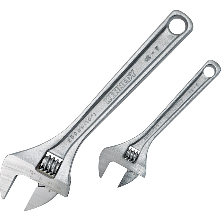 10"/6" Chromed Finish Adjustable Wrench Set