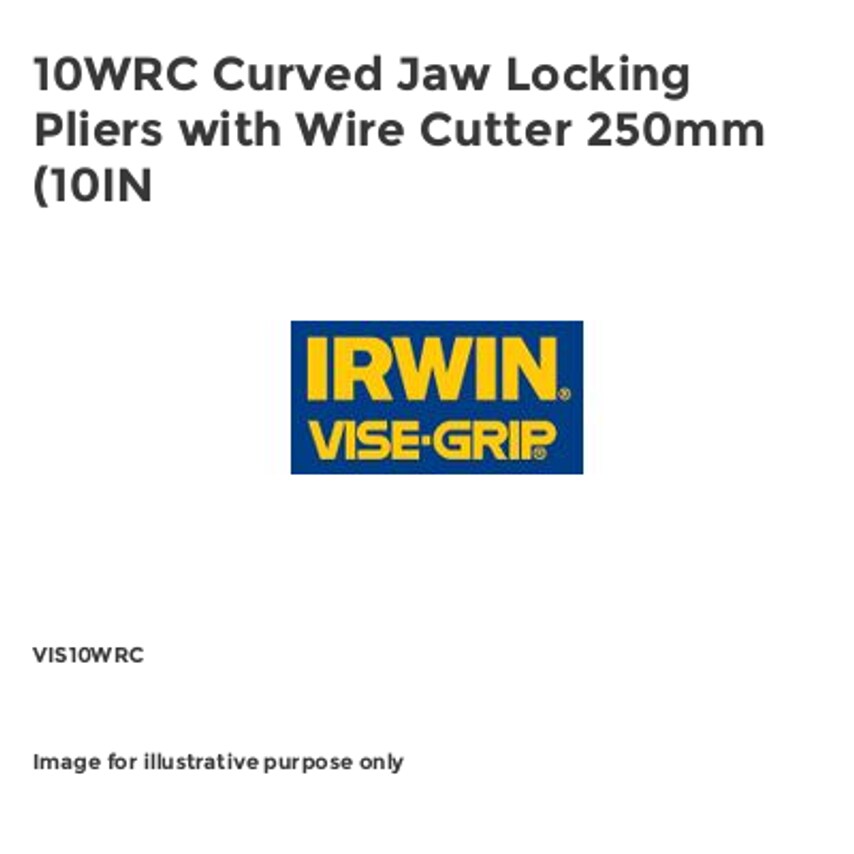 10WRC Curved Jaw Locking Pliers with Wire Cutter 250mm (10IN VIS10WRC
