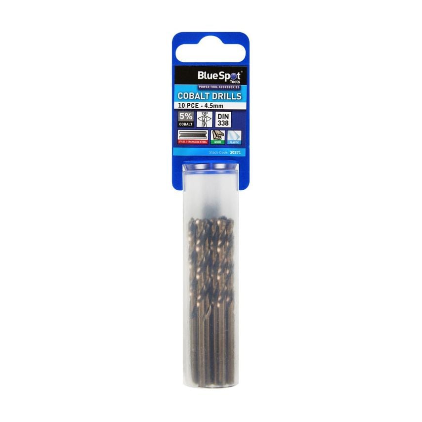 10 Pce Cobalt Fully Ground 4.5mm Drills