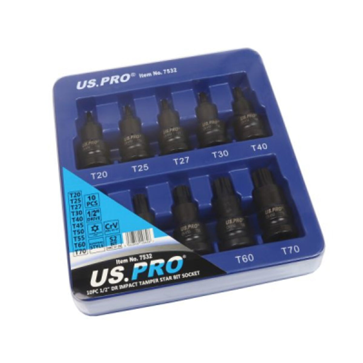 10 Piece 1/2in Dr Impact Tamper Star Bit Socket