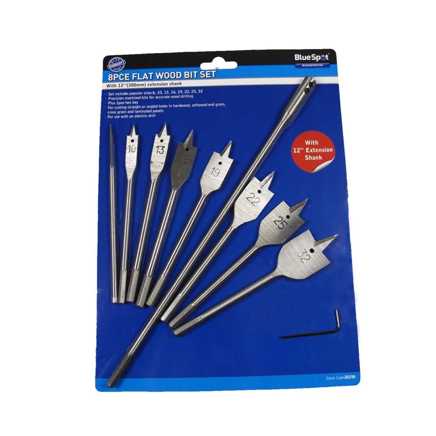 10 Piece Flat Bit Set (6-32mm)