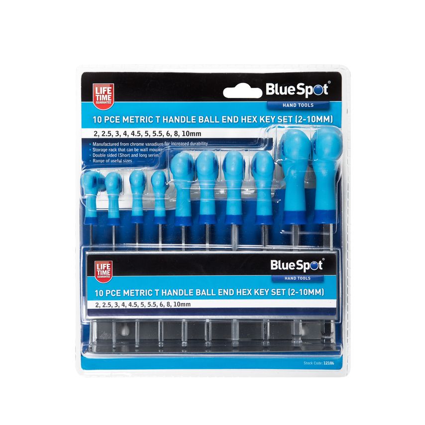 10 Piece Metric T Handle Ball End Hex Key Set (2-10mm)