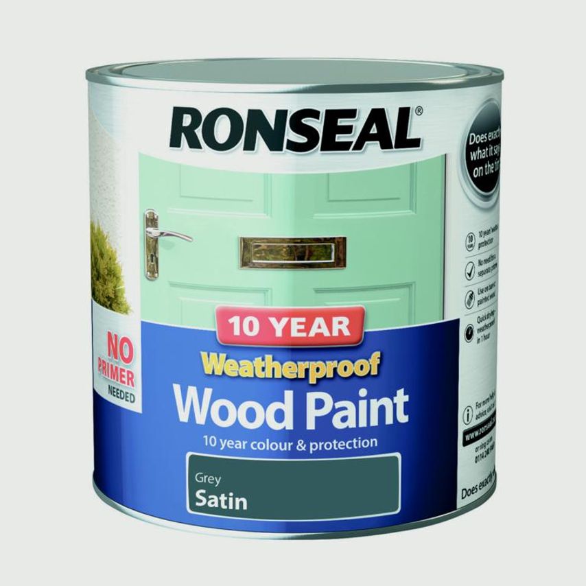 10 Year Weatherproof Satin Wood Paint 2.5L Grey