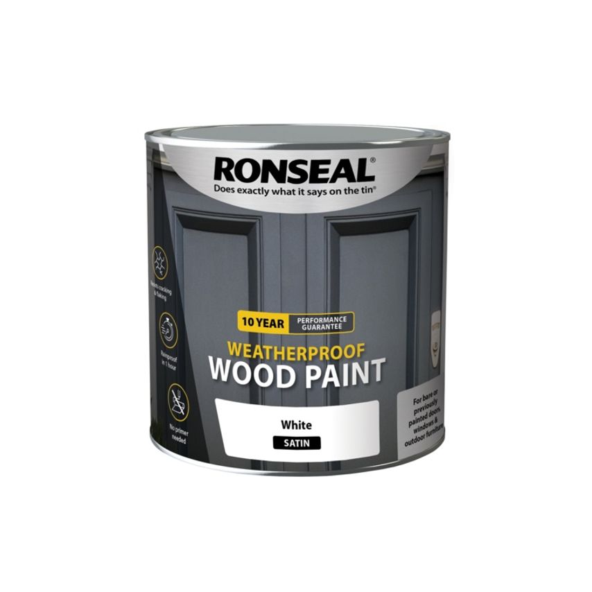 10 Year Weatherproof Satin Wood Paint 2.5L White