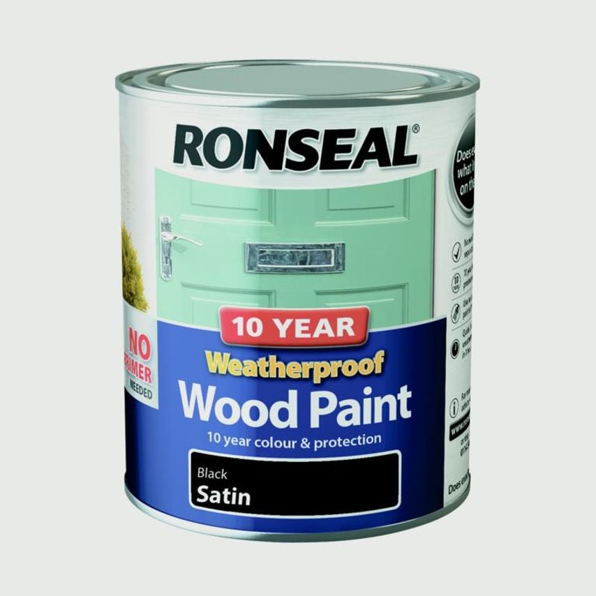 10 Year Weatherproof Satin Wood Paint 750ml Black