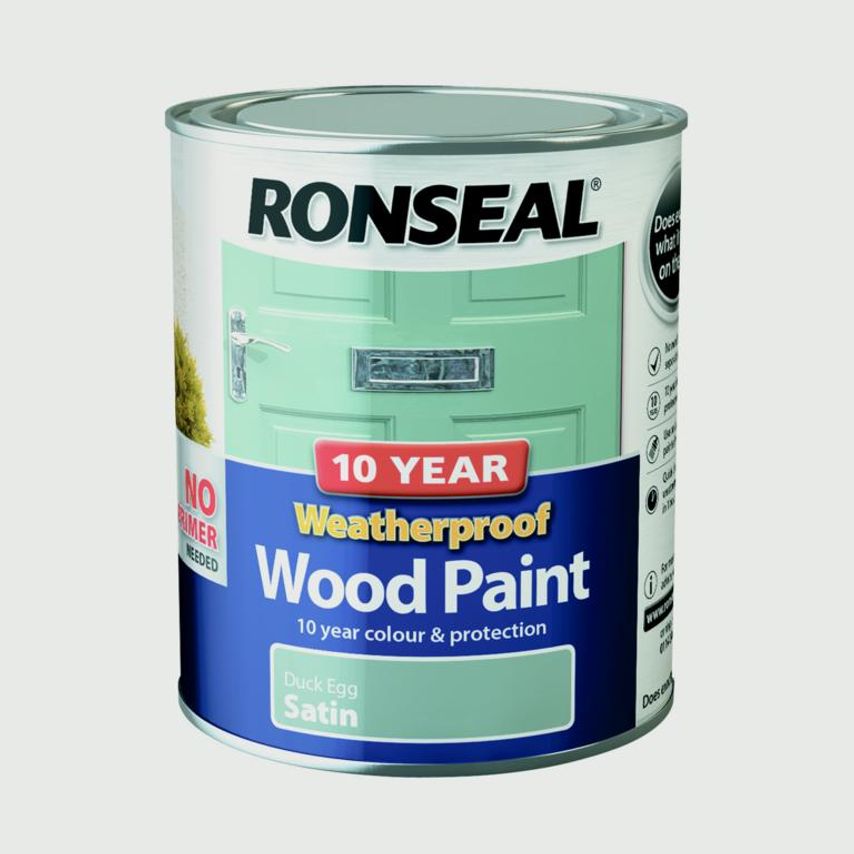 10 Year Weatherproof Satin Wood Paint 750ml Duck Egg