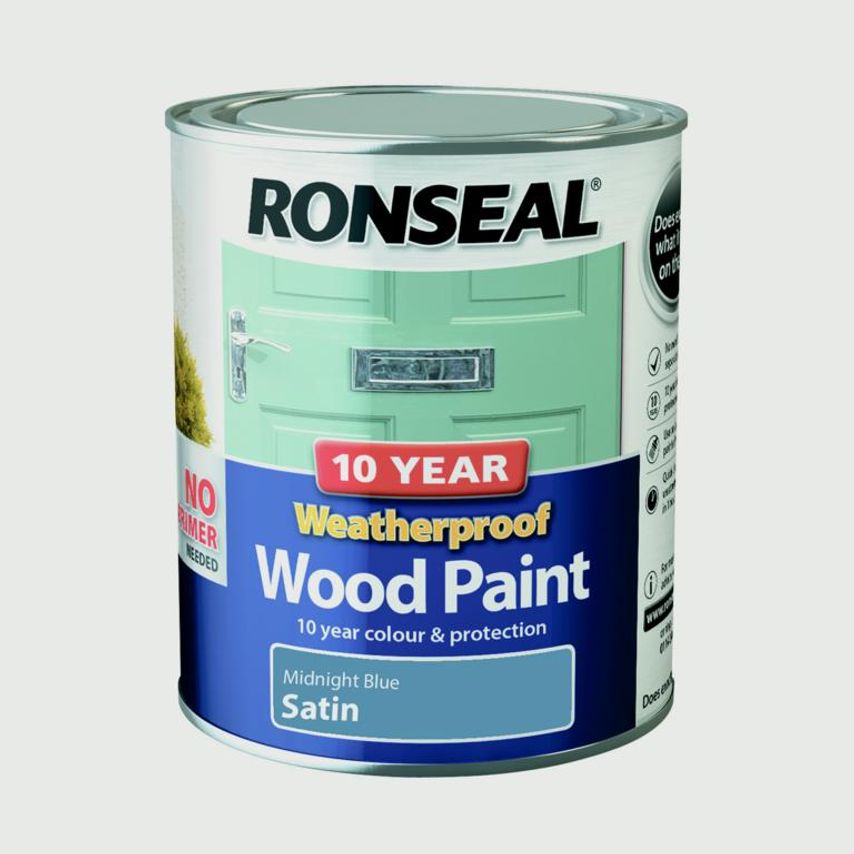 10 Year Weatherproof Satin Wood Paint 750ml Midnight Blue