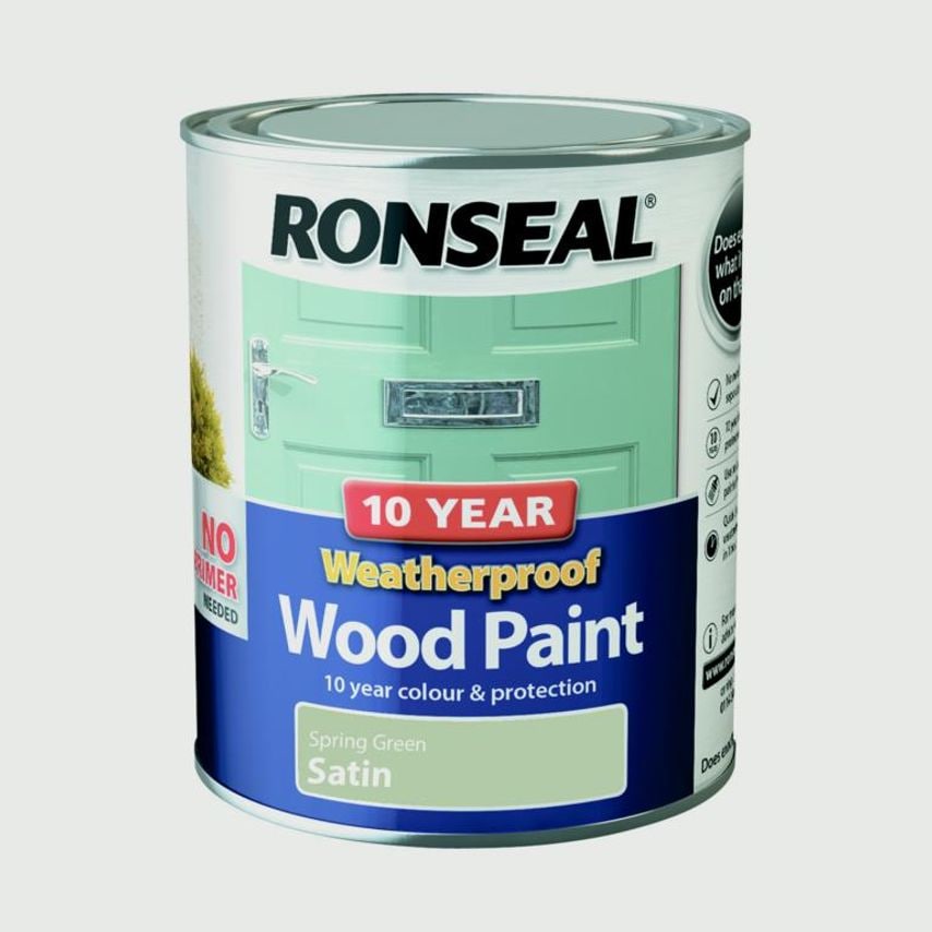 10 Year Weatherproof Satin Wood Paint 750ml Spring Green