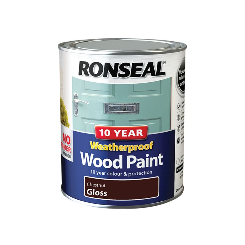 10 Year Weatherproof Wood Paint Chestnut Gloss 750ml RSL38775