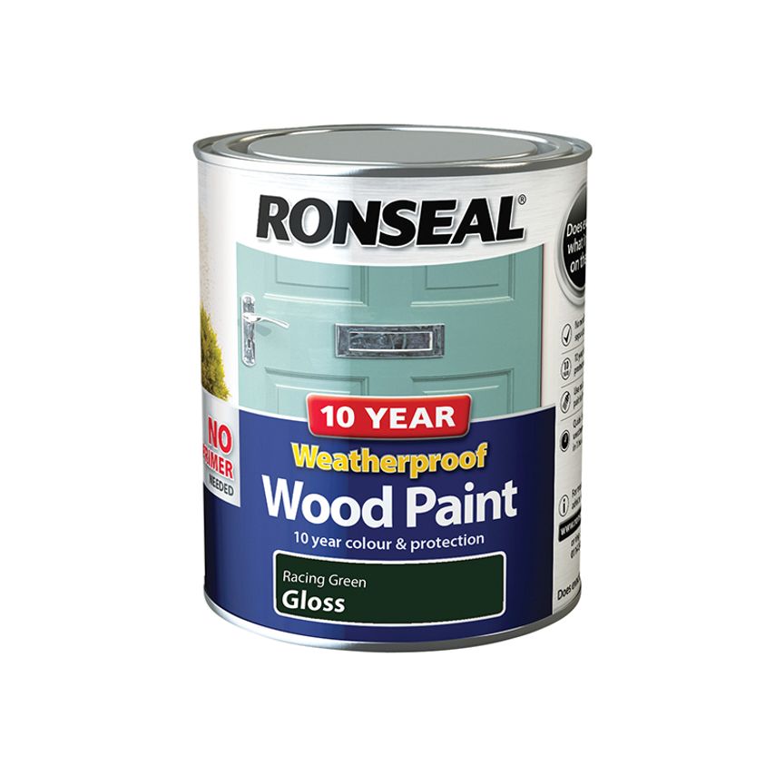 10 Year Weatherproof Wood Paint Racing Green Gloss 750ml RSL38778
