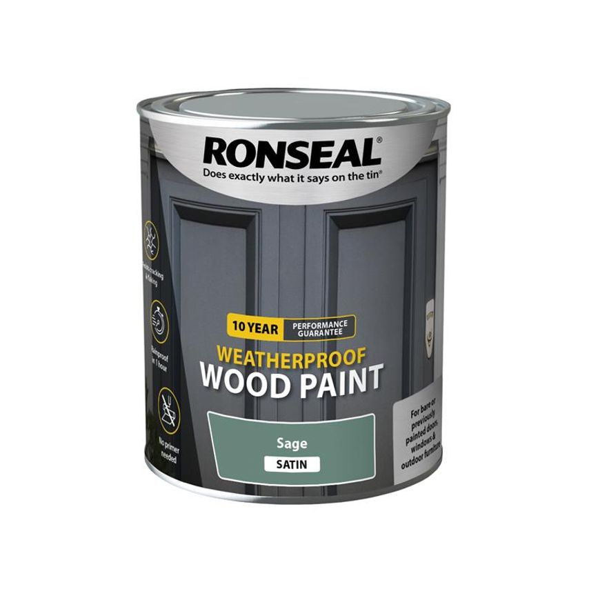 10 Year Weatherproof Wood Paint Sage Satin 750ml RSL39398