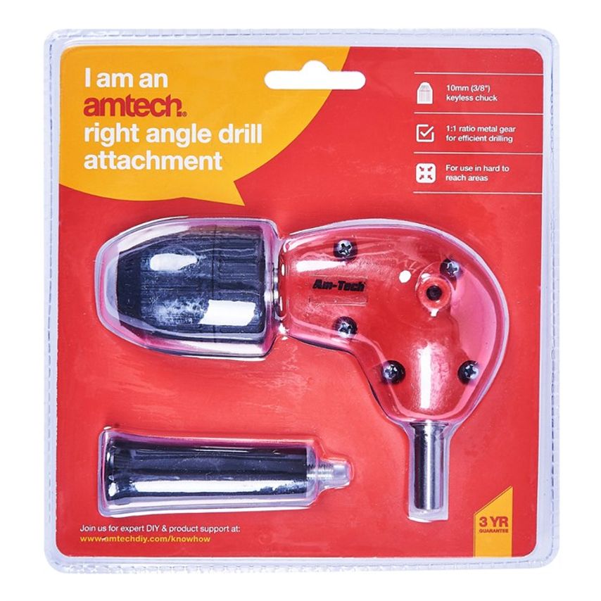 10mm (3/8") Right Angle Drill Attachment with Keyless Chuck