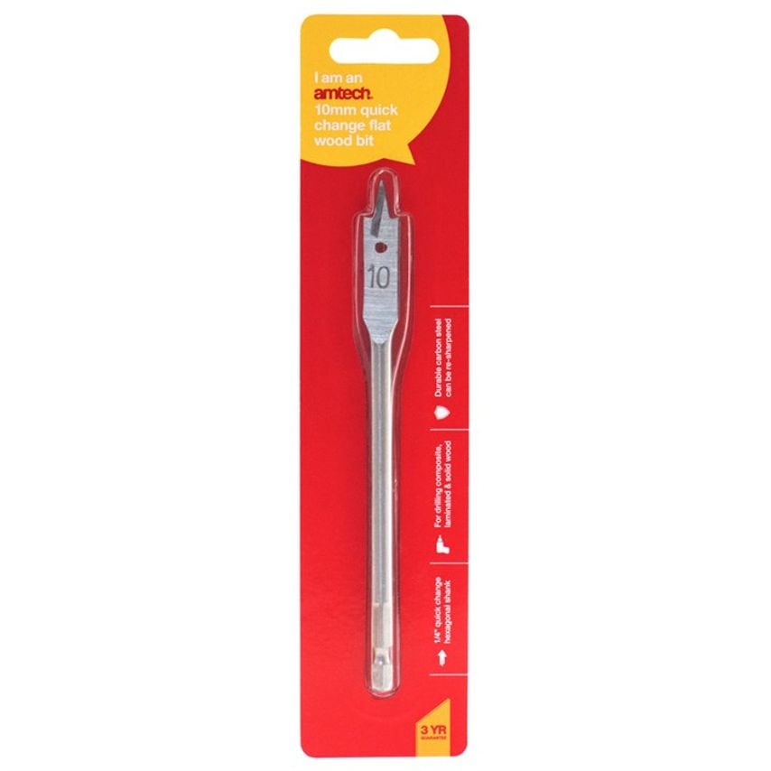 10mm X 152mm Quick Change Flat Wood Bit