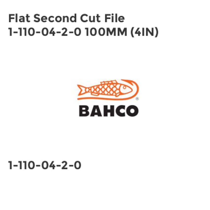 1-110-04-2-0 Flat Second Cut File 100mm (4in) BAHFSC4