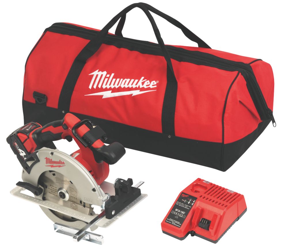 Milwaukee M18 BLCS66-401B 190mm 18V 1 x 4.0Ah Li-Ion RedLithium Brushless Cordless Circular Saw
