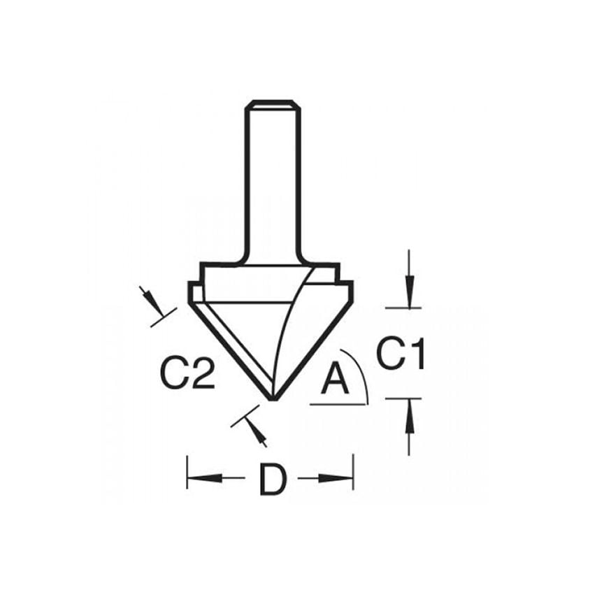 11/3 x 1/2 TCT V-Groove Cutter 45 9.2 x 19.1mm TRE11312TC