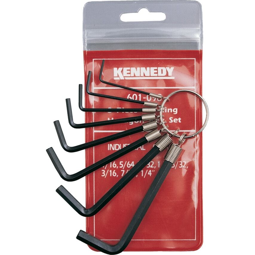 1/16"-1/4" Hexagon Wrench Set on Ring (8 Piece)