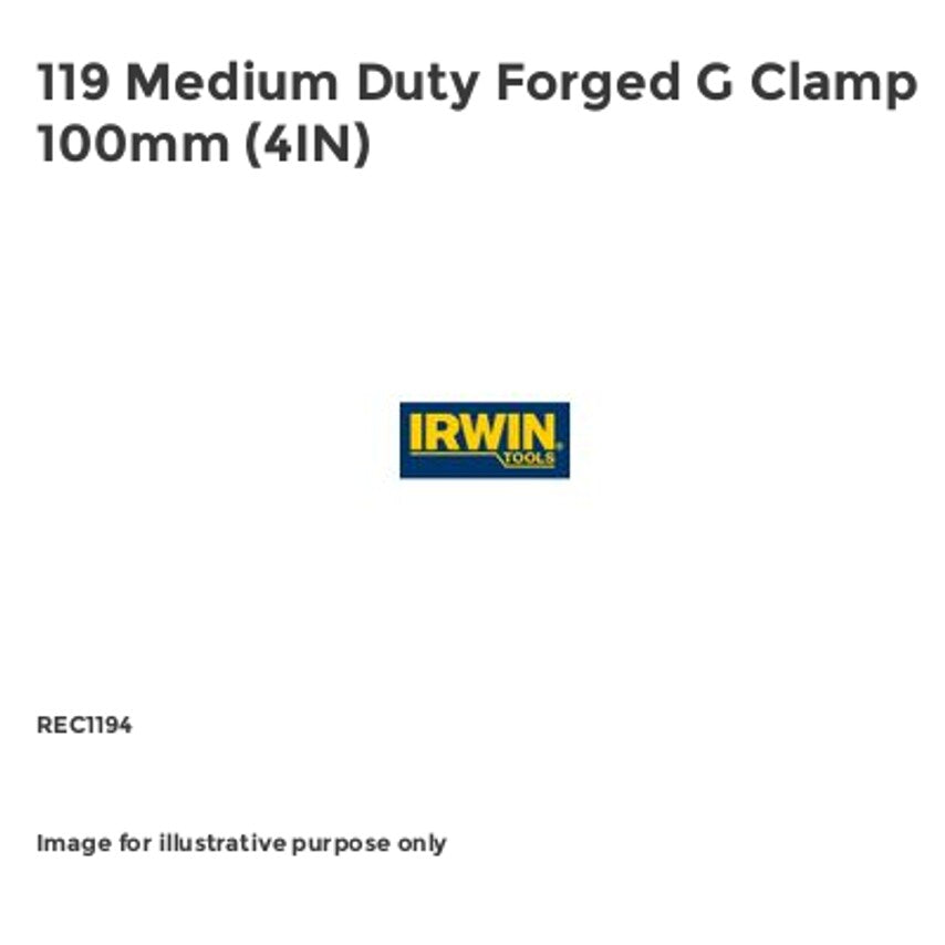 119 Medium Duty Forged G Clamp 100mm (4IN) REC1194