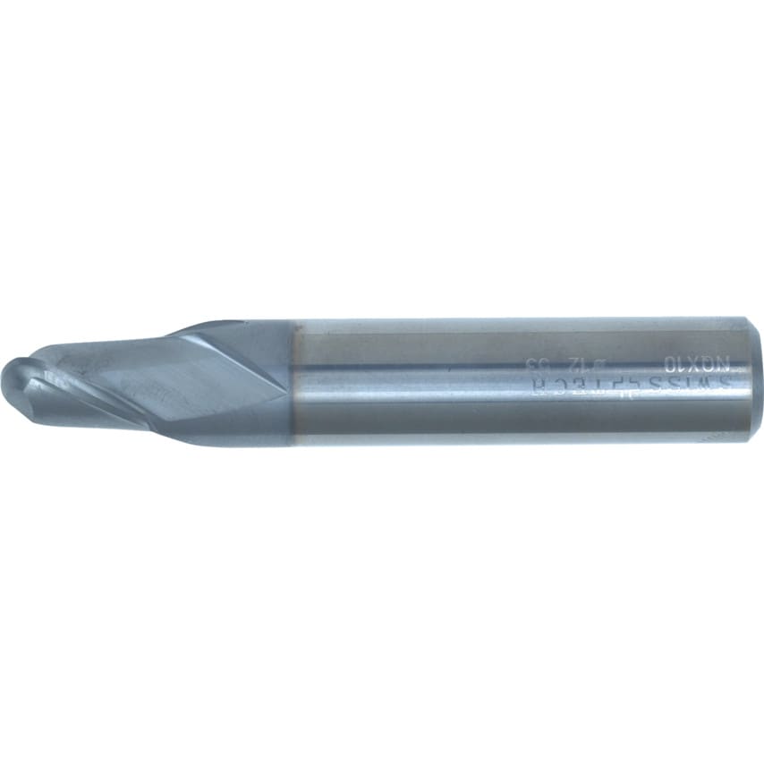 12.00MM Carbide 2 Flute Plain Shank Ball Nosed Short Series Slot Drills - TiCN Coated
