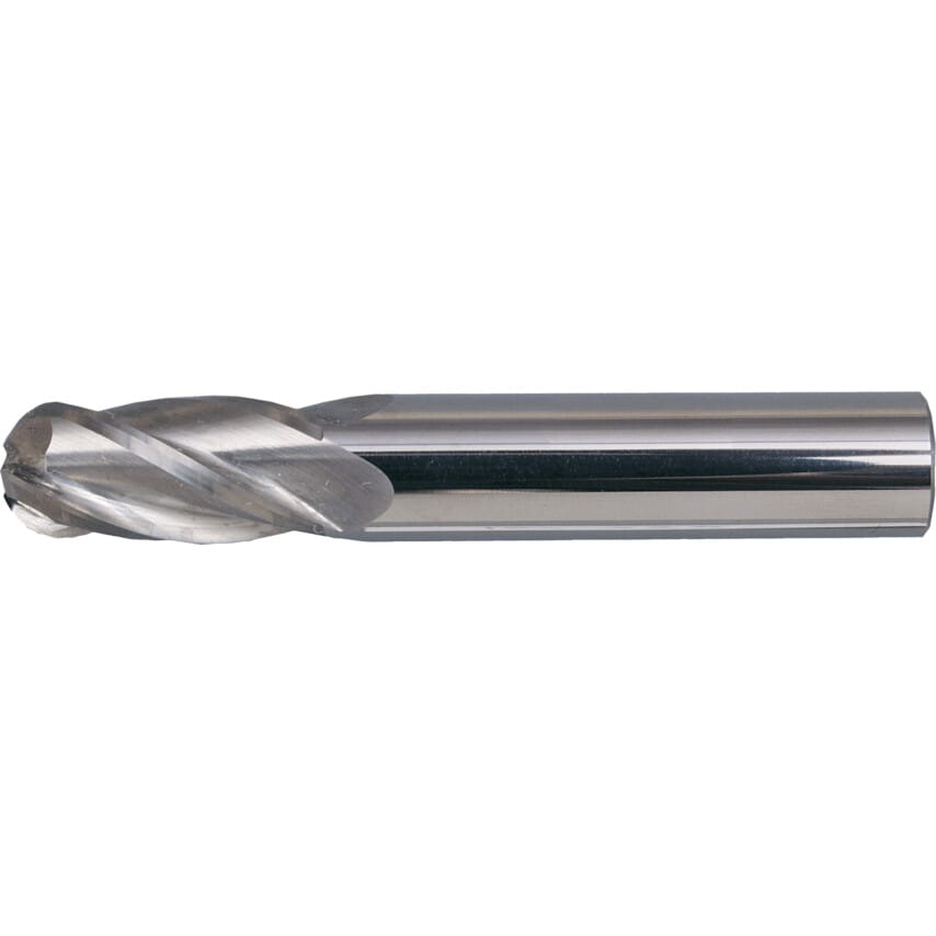 12.00MM Carbide Micrograin 4 Flute Plain Shank Ball Nosed End Mills