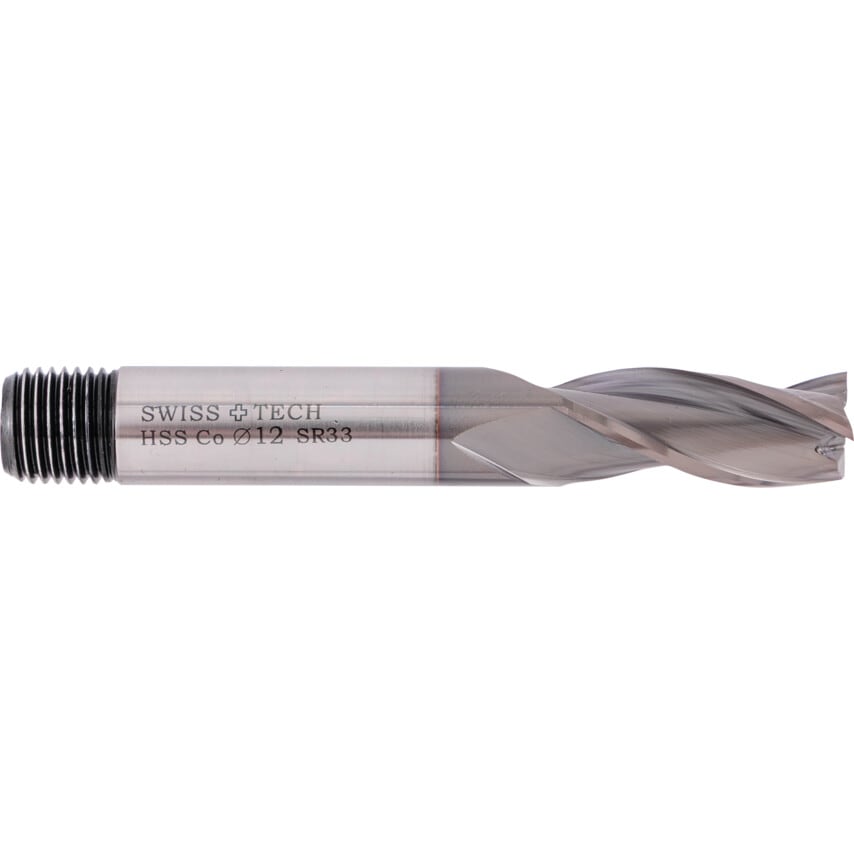 12.00MM HSS-Co 8% 3 Flute Threaded Shank Slot Drills - TiCN Coated