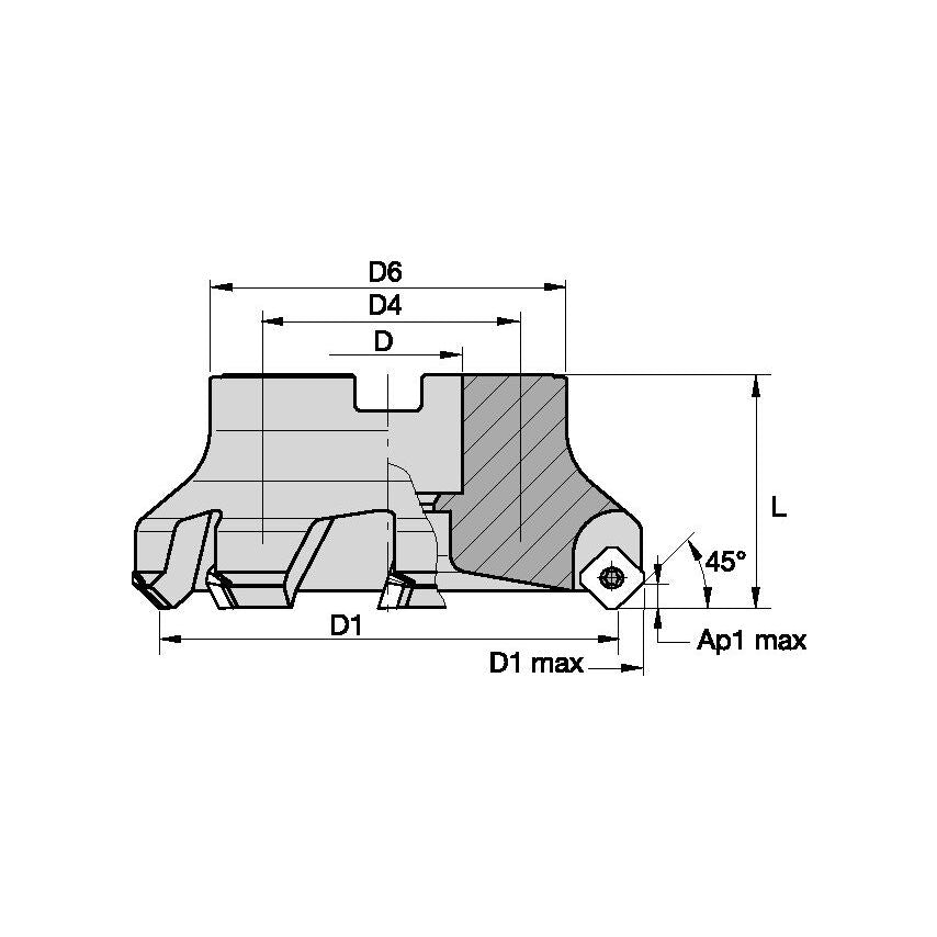 125B06RS45SE14EG Kssm 45 Shell Mill D=125 Z=6