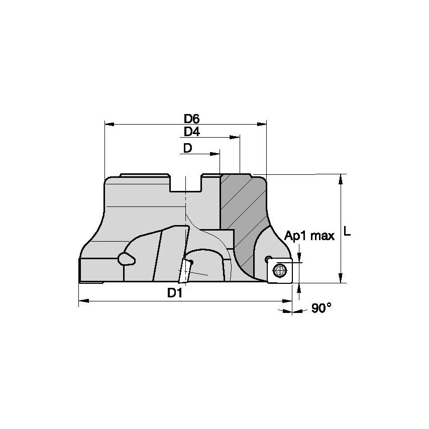 125B10RS90SD12DG ISO-Face Mill KSSM90 D=125 Z=1