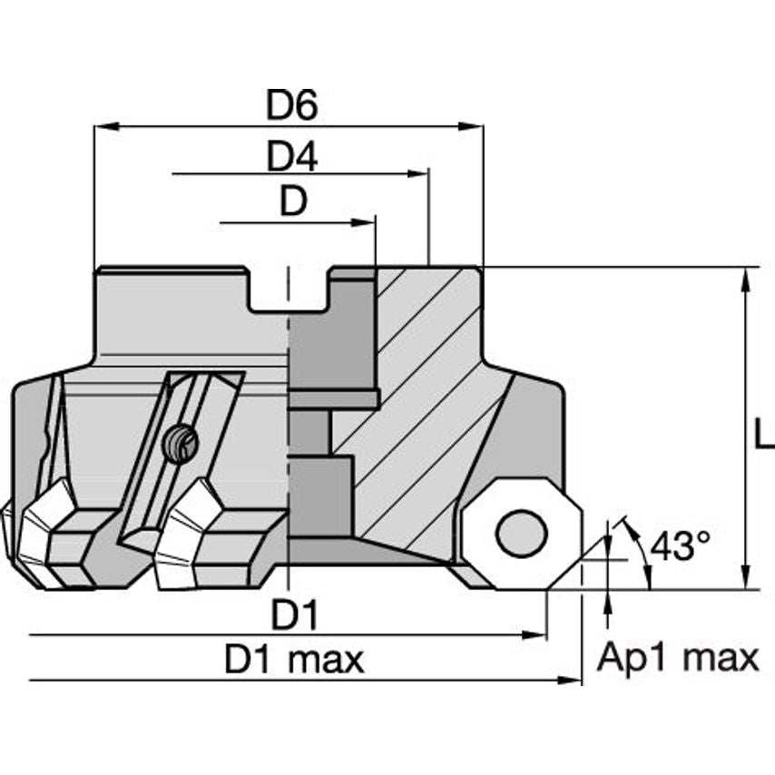 125B13RF45OF07A KSOM Shell Mill D=125 Z=13 W
