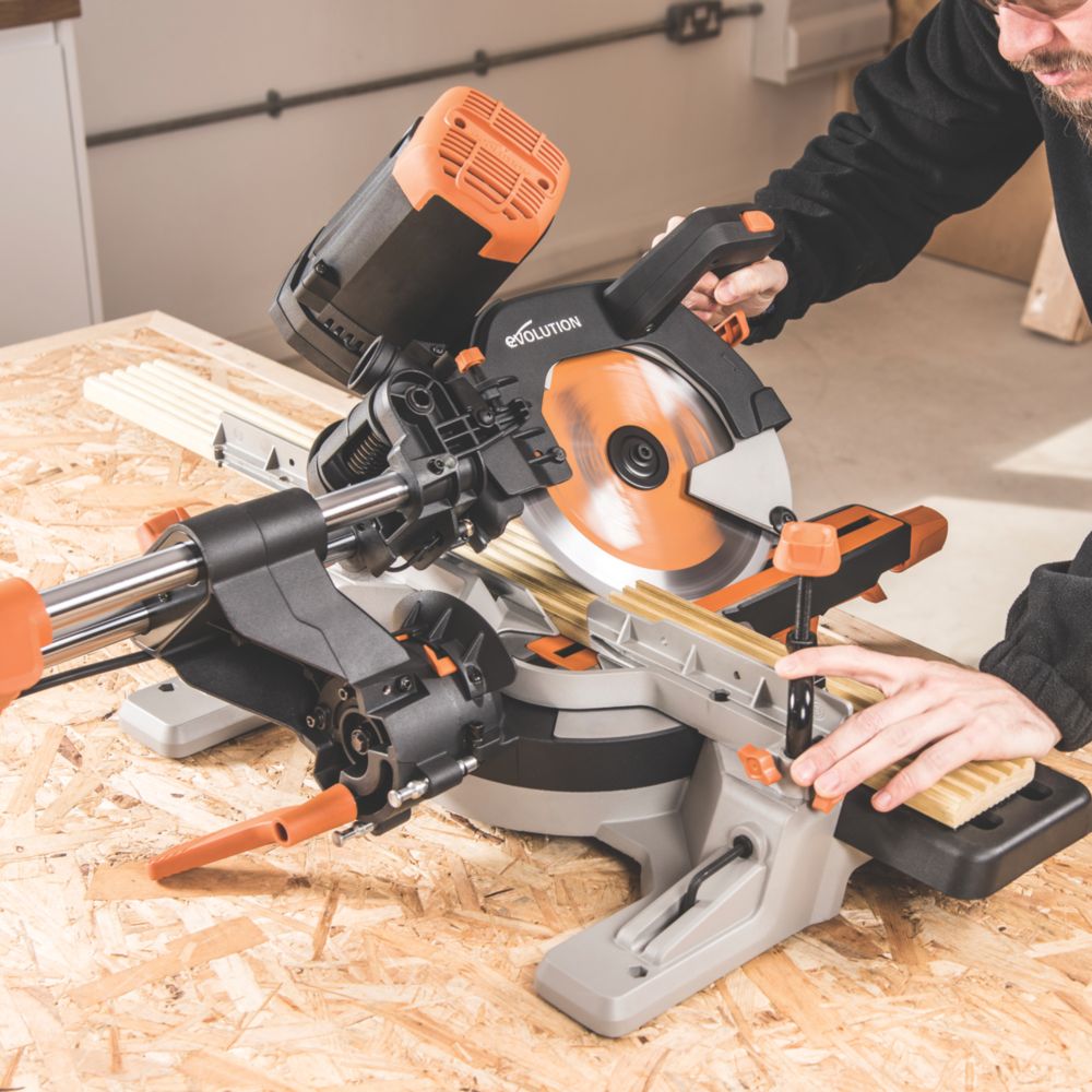 Evolution R255SMS-DB 255mm  Electric Double-Bevel Sliding Multi-Material Mitre Saw 220-240V