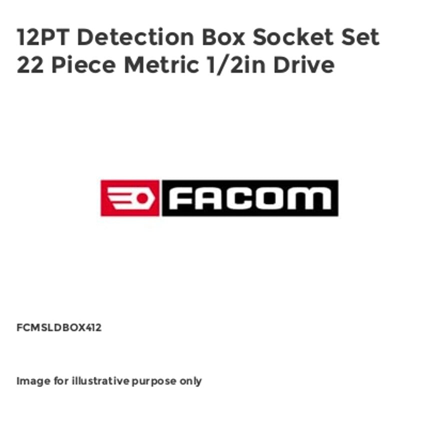 12PT Detection Box Socket Set 22 Piece Metric 1/2in Drive