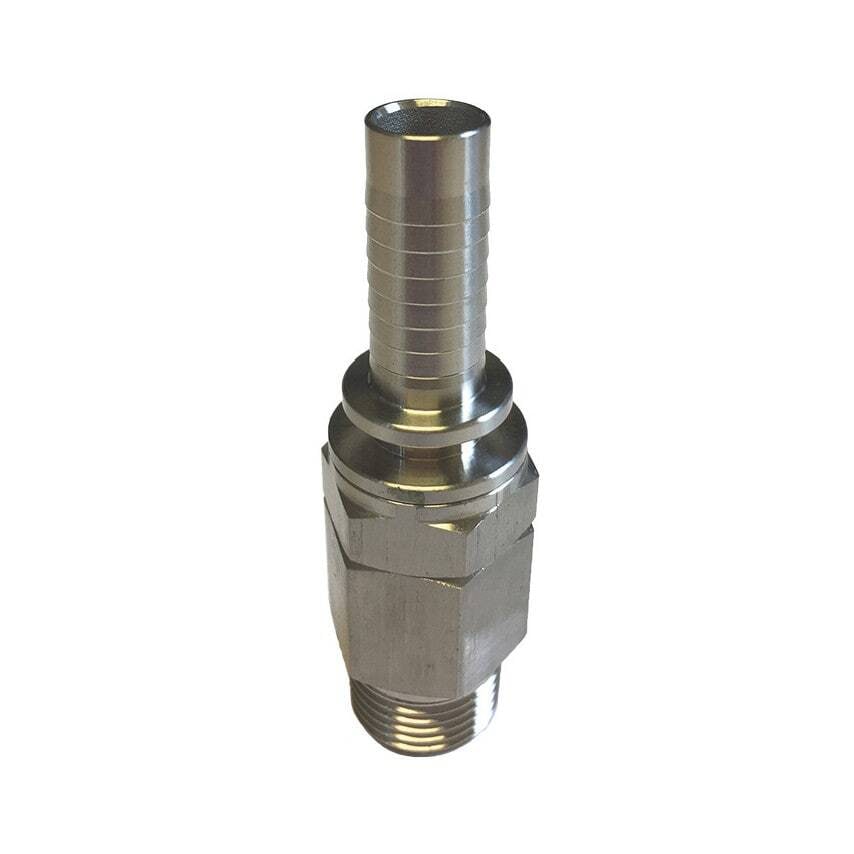 1/2" BSP Male x 3/4" Stainless Steel Swivel Hose Tail