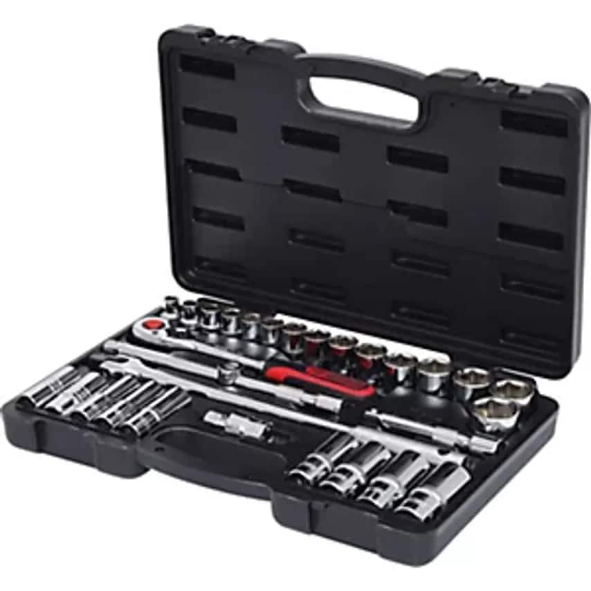 1/2'' CHROMEplus Socket Set 30-piece Hexagonal Inch Sizes Flank Traction