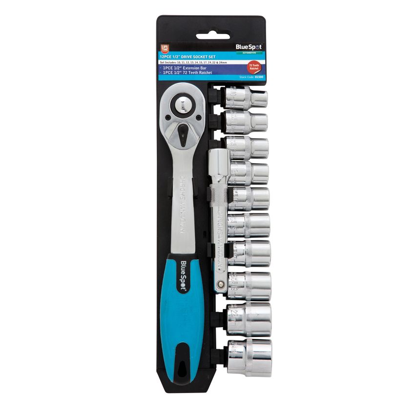 12 Piece 1/2" Ratchet & Socket Set