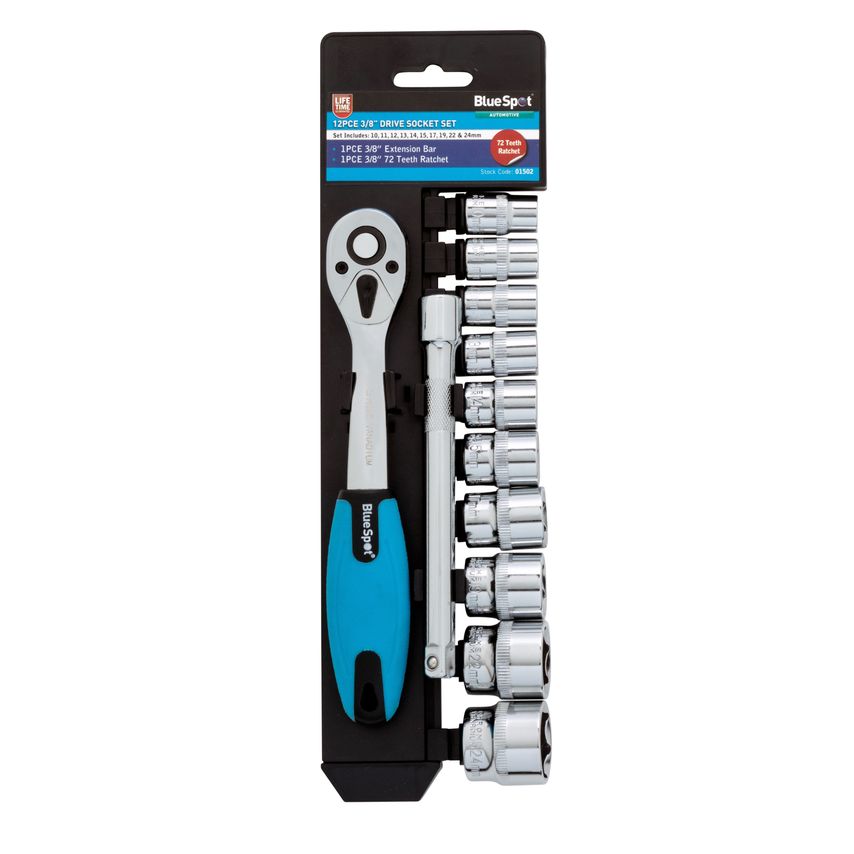 12 Piece 3/8" Ratchet & Socket Set