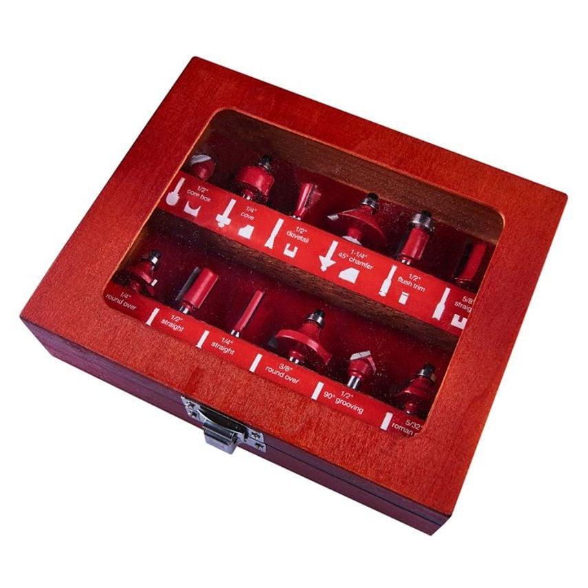 12 Piece 6.25mm (1/4") Router Bit Set