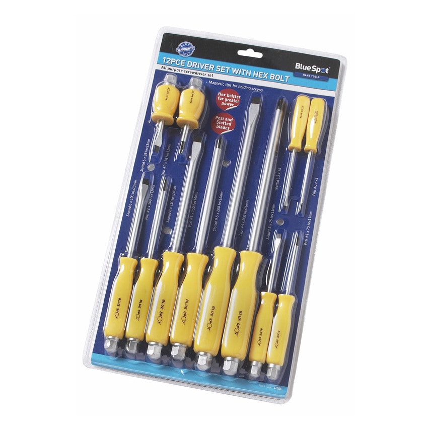 12 Piece Hex Bolster Screwdriver Set