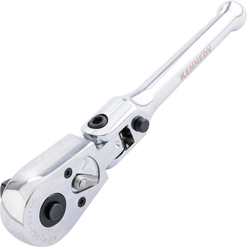 1/2" Square Drive Flex Head Stubby Ratchet Steel Handle