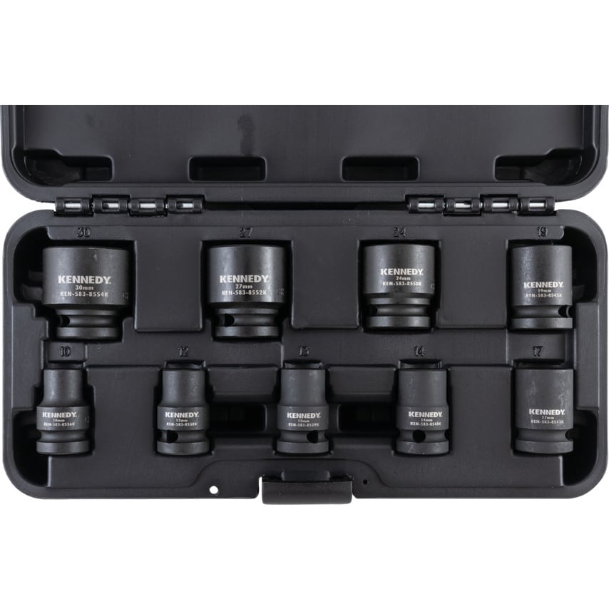 1/2" Square Drive Impact Socket Set 9 Piece Set - Metric