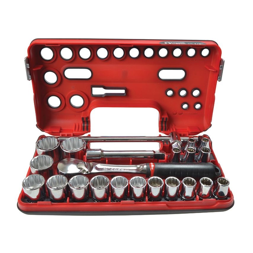 1/2in Drive 12-Point Detection Box Socket Set, 22 Piece FCMSLDBOX412