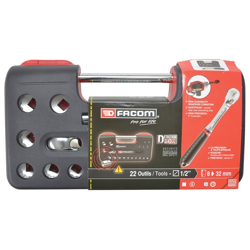 1/2in Drive 12-Point Detection Box Socket Set, 22 Piece FCMSLDBOX412